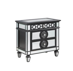 ACME Varian II Nightstand in Black Velvet & Sliver FINISH BD00585