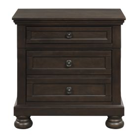 Transitional Design Nightstand Grayish Brown Finish Two Dovetail Drawers Bun Feet Wooden Furniture