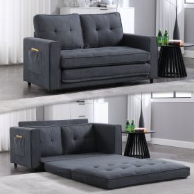 {video provided}3-in-1 Upholstered Futon Sofa Convertible Floor Sofa bed