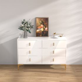 White Lacquer Finish 6-Drawer Dresser(ONLY PICK UP)