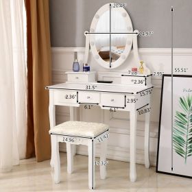 FCH With Light Bulb Single Mirror 5 Drawer Dressing Table White=60709581