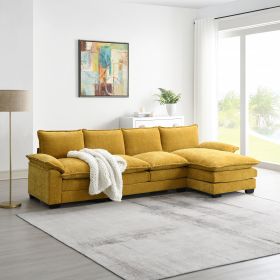 [VIDEO provided][New]118*55" Modern L-shaped Chenille Cloud Sofa with Double Seat Cushions,5-seat Upholstered Indoor Furniture