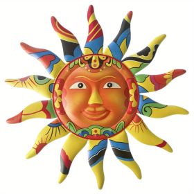 1pc, Creative Metal Sun Wall Decor, Metal Wall Art Decorative Pendant (13''), Celebration Decor (style: 1 PCS)