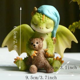 1pc Miniature Fairy Garden Figurines, Cute Resin Dragon Statue, Mini Dragon Reading Figurine, Mini Pink Dragon And Baby Statue, Fairy Garden Decor (Items: Dragon And Bear Doll)