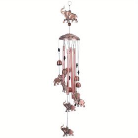 1pc Vintage Metal Butterfly Turtle Iron Owl Animal Wind Chime Home Courtyard Living Room Decoration Copper Outdoor Hanging Ornament (style: Elephant)