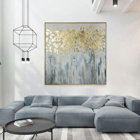 Oil Painting Handmade Hand Painted Wall Art Modern Gold Foil Tree Abstract  home corridor living room bedroom luxurious adornment painting (size: 90x90cm)