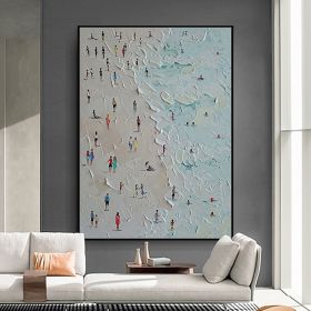 Hand painting Beach Scenery Oil Paintings On Canvas Wall Art Decoration Modern Abstract Picture Luxury Home Decor (size: 150x220cm)