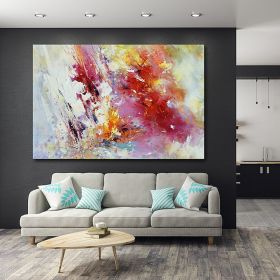 Hand oil painting Wall Art Canvas Prints Painting Artwork Picture Abstract Knife Painting Red Seascape Home Decoration (size: 60x90cm)