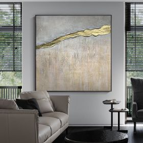 Hand Painted Texture Abstract Oil Painting Gold Foil Modern Home Wall Art Hangings Canvas Paintings For Living Room Hotel Decor (size: 90x90cm)