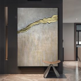 Hand Painted Texture Abstract Oil Painting Gold Foil Modern Home Wall Art Hangings Canvas Paintings For Living Room Hotel Decor (size: 75x150cm)