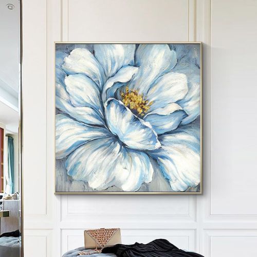 Handmade Gold Foil Abstract Oil Painting Wall Art Modern Minimalist Blue Color Flowers Canvas Home Decorative For Living Room No Frame Handmade Gold Foil Abstract Oil Painting Wall Art Modern Minimalist Blue Color Flowers Canvas Home Decorative For Living Room No Frame