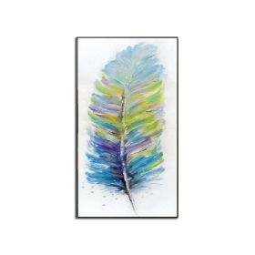 Handmade Abstract Oil Painting Top Selling Wall Art Modern Colorful Feather Picture Canvas Home Decor For Living Room No Frame (size: 75x150cm)