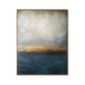 100% Hand Painted Abstract Oil Painting Wall Art Blue Minimalist Modern On Canvas Decor For Living Room Office No Frame (size: 70x140cm)