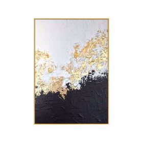 100% Hand Painted Abstract Oil Painting Wall Art Modern Gold Foil Black and White Style On Canvas Home Decoration For Living Room No Frame (size: 90x120cm)