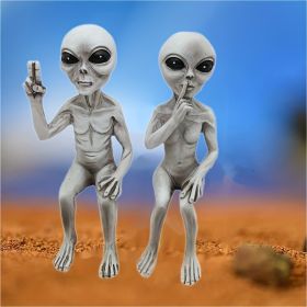 1pc, Outer Space Alien Resin Statue Alien Statue Garden Ornaments Miniatures Art Decor For Home Indoor Outdoor Ornaments Decorations (style: Male Alien)