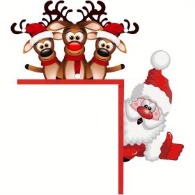 1pc Santa and Reindeer Christmas Door Corner Sign - Wooden Sculpture for Living Room, Bedroom, Office, and Outdoor Indoor Decoration (Color: Right)