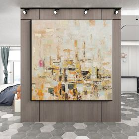 Handmade Oil Painting Color Block Gold Leaf Living Room Decoration Painting Abstract Painting Home Hanging Painting Wall Art (style: 01, size: 60x60cm)