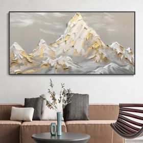 Hand Painted Oil Painting White Snow Mountain Art On Canvas Gold Leaf Texture Painting Abstract Landscape Oil Painting Wabi Sabi Wall Art Minimalism S (style: 01, size: 100x150)