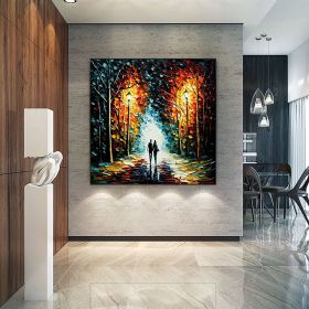 Hand Painted Oil Painting Original Romantic Cityscape Oil Painting On Canvas Large Wall Art Abstract Colorful Forest Painting Custom Tree Painting Bed (style: 01, size: 80x80cm)