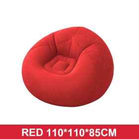 Large Lazy Inflatable Sofas Chair Flocking Flocking Sofa Chair Lounger Seat Bean Bag Sofa For Outdoor Living Room Camping Travel (Ships From: China, Color: Red)