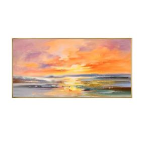 100% Hand Painted Abstract Setting Sun Oil Painting On Canvas Wall Art Frameless Picture Decoration For Living Room Home Decor Gift (size: 40x80cm)