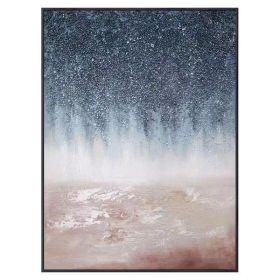 Hand-Painted Large Oil Painting Thick Texture Abstract Hanging Wall Art Dark Blue Decorative Murals Picture For Porch villa (size: 75x150cm)