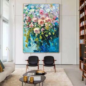 Modern Oil Painting Flowers Hand Painted Drawing Wall Art Canvas Pictures  Home Decoration Gift For Living Room Bedroom No Frame (size: 70x140cm)