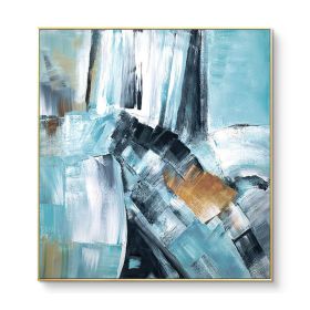 100% Modern Abstract Oil Painting large hand painted Abstract Painting Blue  Abstract Canvas for Wall Art Office Decoration (size: 70x70cm)