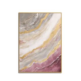 Modern Gold Foil Abstract Oil Painting Artist Hand-painted High Quality pink Oil Painting for Living Room Decor Wall Art No Frame (size: 50x70cm)