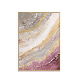 Modern Gold Foil Abstract Oil Painting Artist Hand-painted High Quality pink Oil Painting for Living Room Decor Wall Art No Frame (size: 100x150cm)