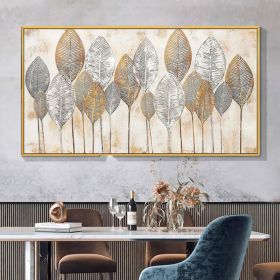 Hand Painted Thick Textured Abstract Gold Foil Oil Painting on Canvas Oil Modern Painting Fine Art Picture No Frame (size: 50x70cm)