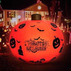 Inflatable Light Up Halloween Ball - SVOPY 24 Inch Large Outdoor Decorated Pumpkin and Bat Ball with Remote for Yard Pool Hang or Place in The Yard fo (Quantity: 1)