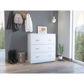 Dove Three Drawer Dresser, Superior Top, Light Gray (Color: White)