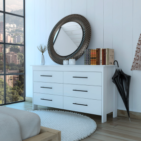 Luxor Six Drawer Double Dresser (Color: White)