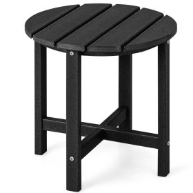 18 Inch Round Weather-Resistant Adirondack Side Table (Color: Black)