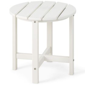 18 Inch Round Weather-Resistant Adirondack Side Table (Color: White)