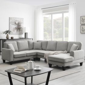 [VIDEO provided] [New] 108*85.5" Modern U Shape Sectional Sofa, 7 Seat Fabric Sectional Sofa Set with 3 Pillows Included for Living Room, Apartment (Color: as Pic)