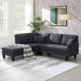 90*88" Terrycloth Modern Sectional Sofa,5-Seat Practical Couch Set with Chaise Lounge (Color: Gray)