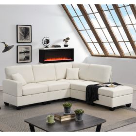 89.8*60.2" Modern Sectional Sofa,5-Seat Modular Couch Set with Convertible Ottoman (Color: Beige)