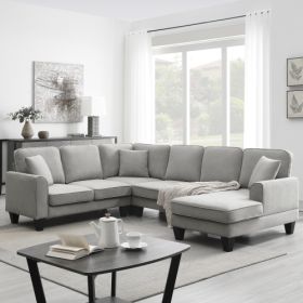 108*85.5" Modern U Shape Sectional Sofa, 7 Seat Fabric Sectional Sofa Set with 3 Pillows Included for Living Room, Apartment, Office,3 Colors (Color: Light Gray)