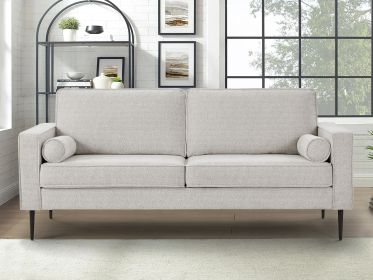 Living Room Upholstered Sofa with high-tech Fabric Surface/ Chesterfield Tufted Fabric Sofa Couch, Large-White. (Color: as Pic)