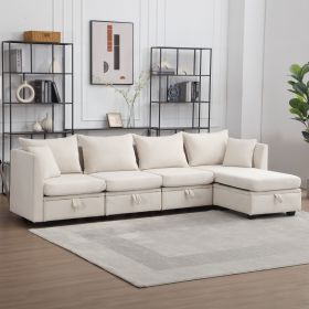 Modular Sectional Sofa, Convertible Sofa Couch with Storage, Sleeper Sectional Sofa Set (Color: as Pic)